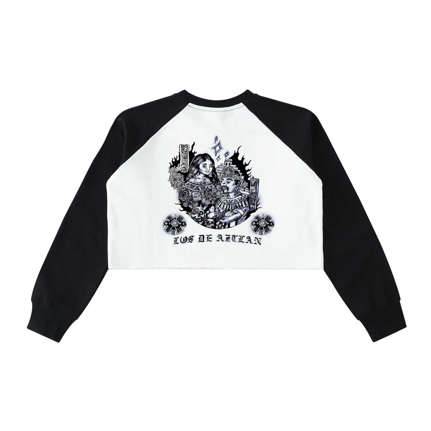 Los De Aztlan Women's Aztec Couple Raglan Crop Sweatshirt