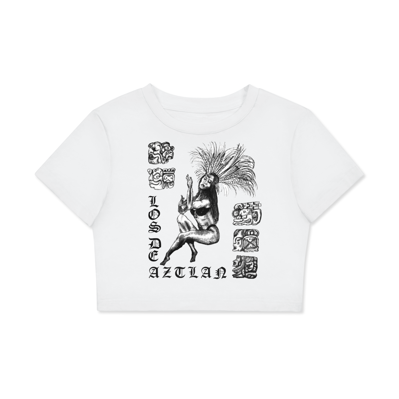 Los De Aztlan Azteca Love Women's Crewneck Crop Tee