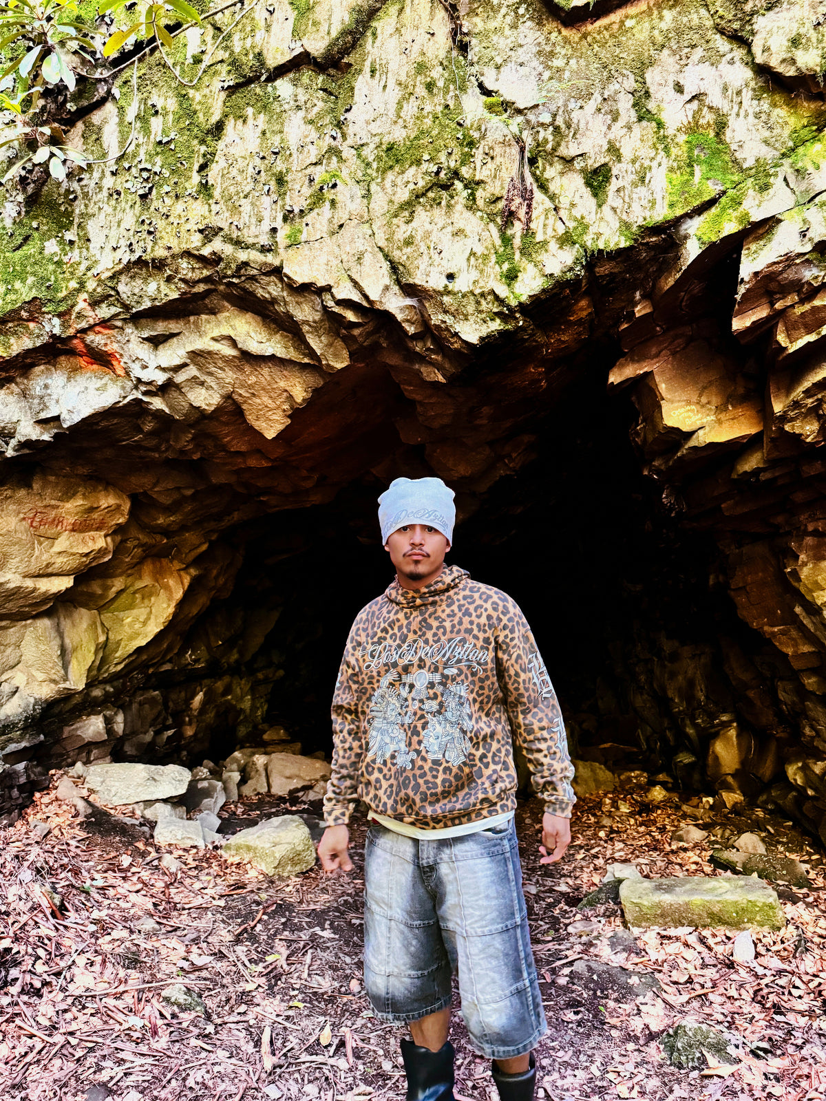 Los De Aztlan Ocelotl Warrior Jaguar Print Hoodie