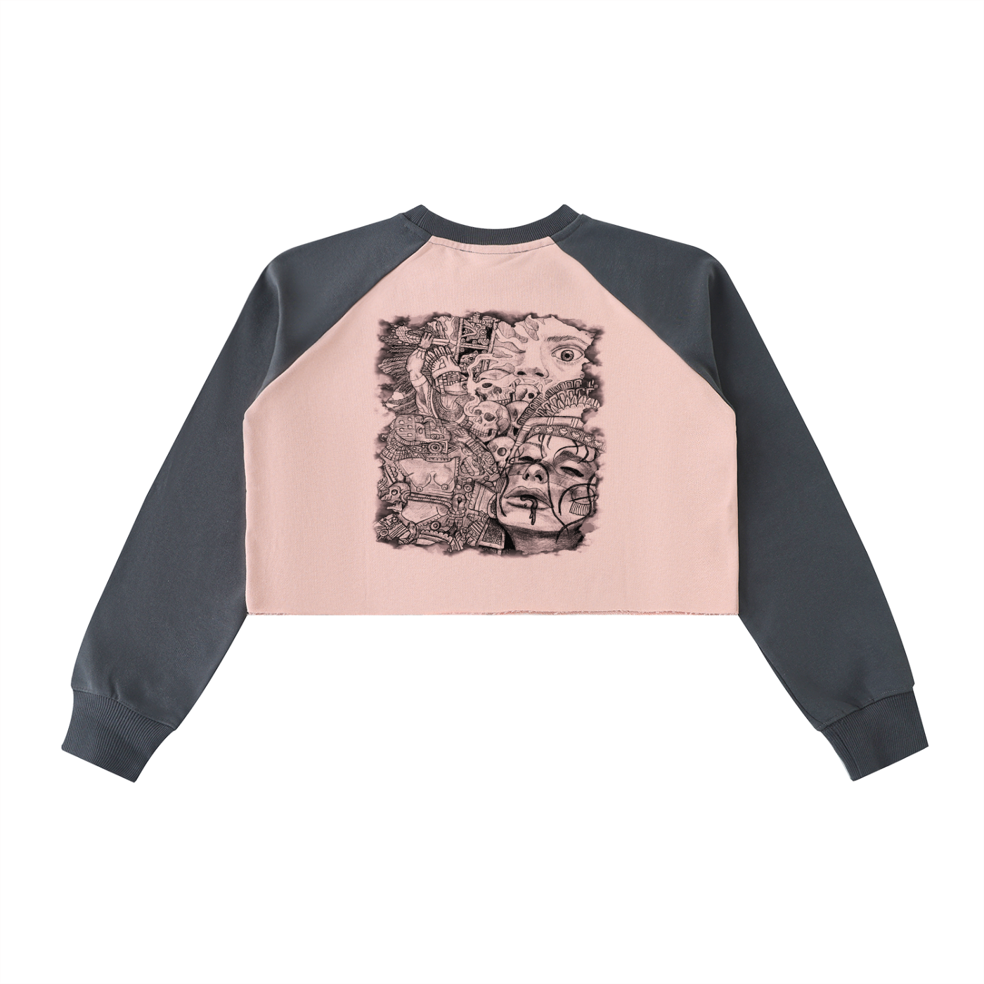 Los De Aztlan Women's Coyolxauhqui Raglan Crop Sweatshirt