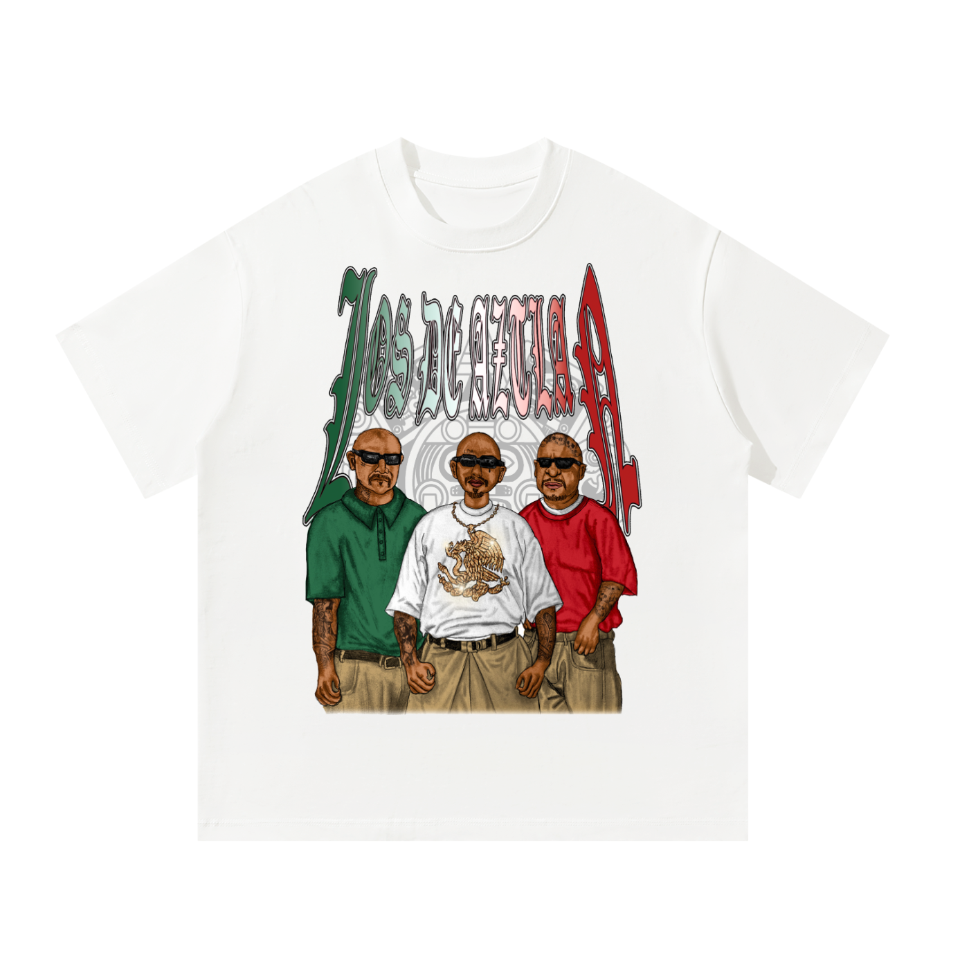 Los De Aztlan Tres Homies Unisex Oversized Tee