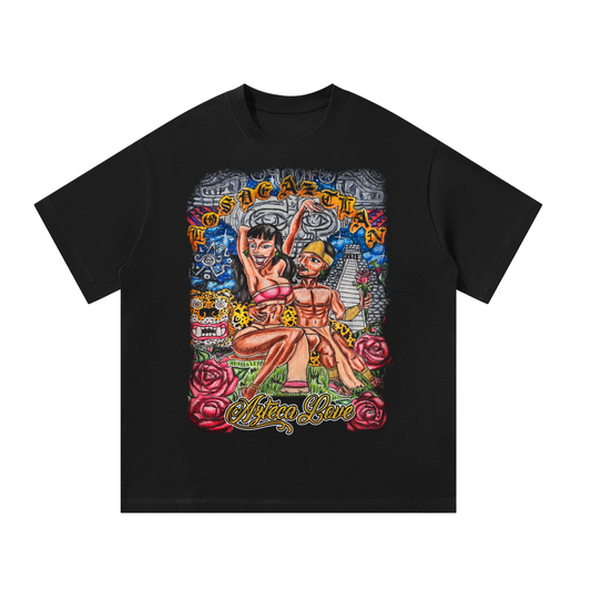 Los De Aztlan Azteca Love Unisex Oversized Tee