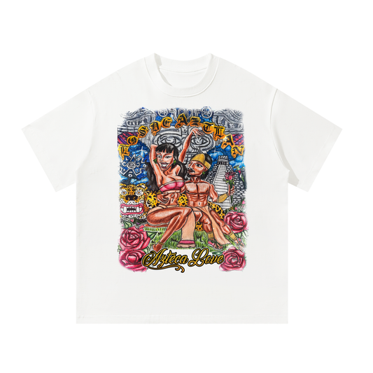 Los De Aztlan Azteca Love Unisex Oversized Tee (WHITE)